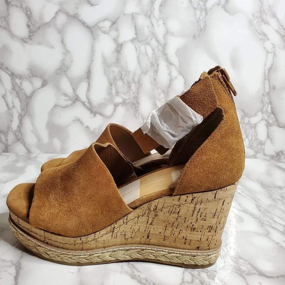 Dolce Vita Brown Suede Wedge Sandals Otto 7.5 - Picture 7 of 11